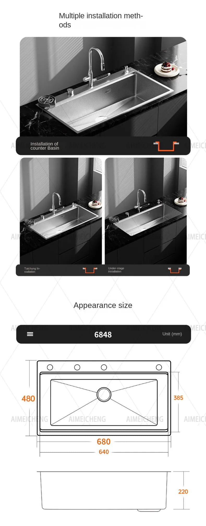 Digital Display Fly Rain Waterfall Large Sink 304