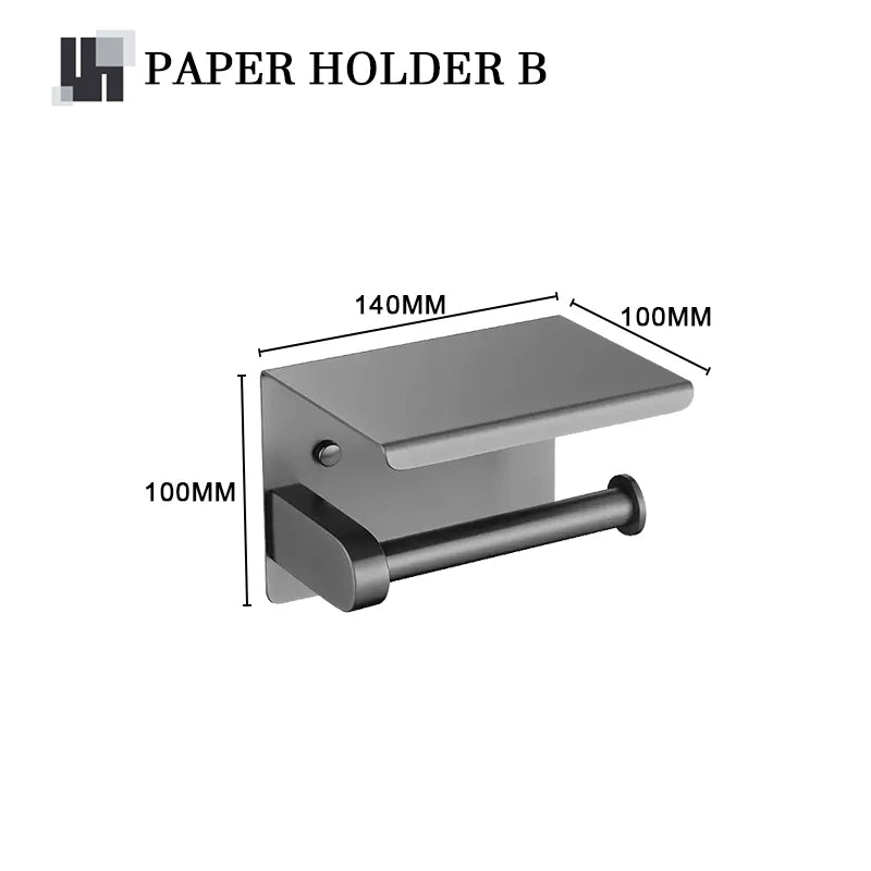 Grey Bathroom Hardware Kit Stainless Steel Round Wall