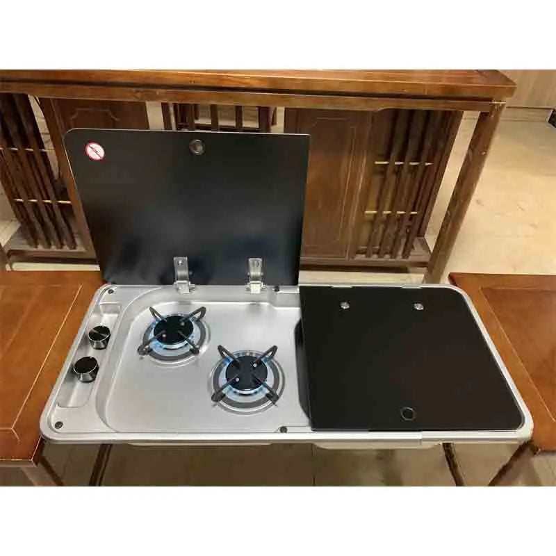 Rv Gas Stove Two Burner Rectangular Stainless Steel