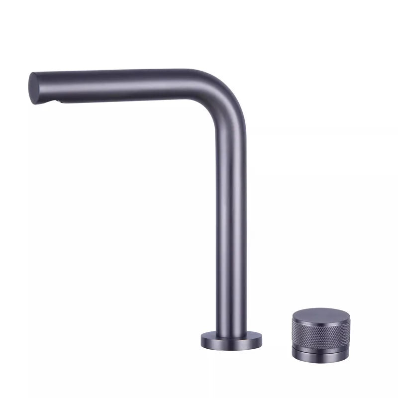 Brushed Rose Gold Basin Faucet Two Holes Gun
