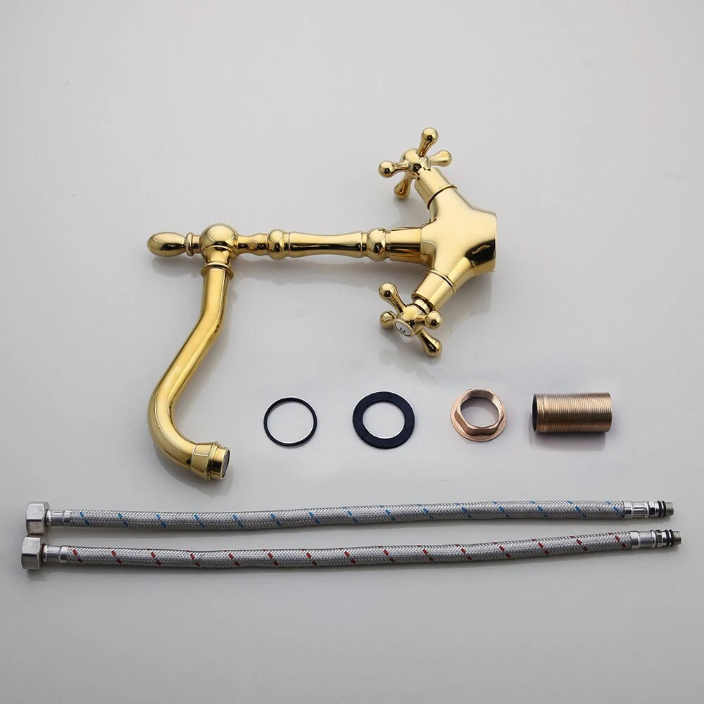 Kemaidi Golden Bathroom Basin Sink Faucet 360 Swivel