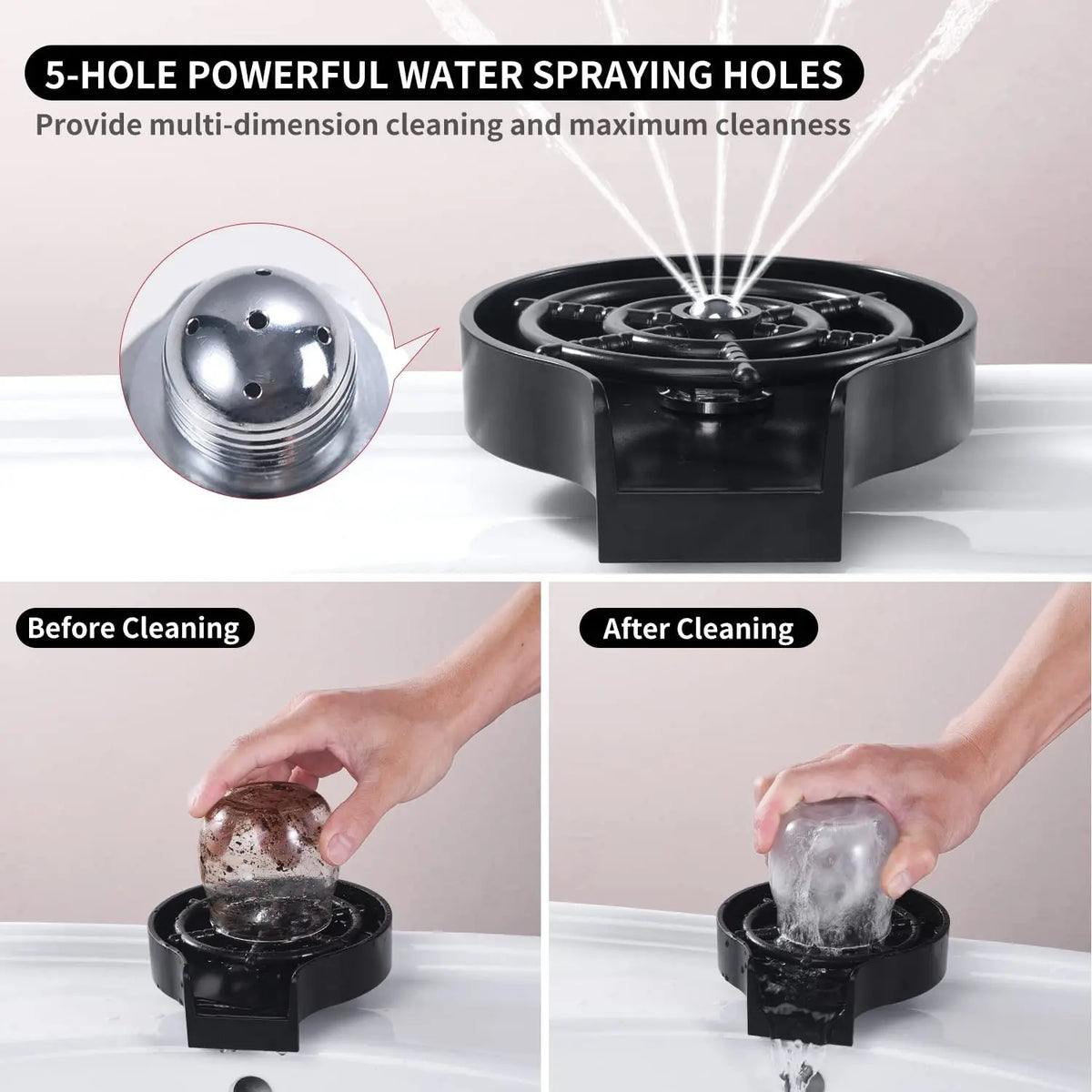 Abs High Pressure Automatic Glass Cup Washer Sink