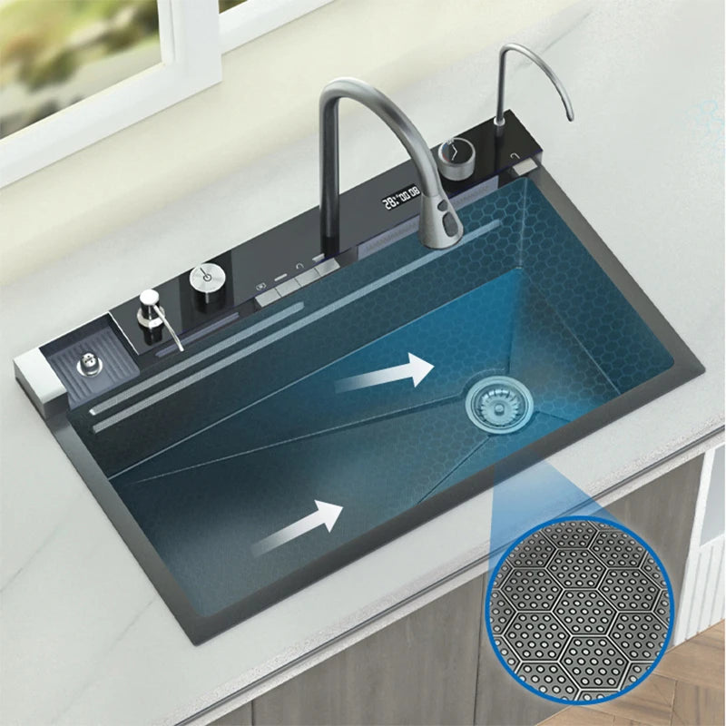 Nano Black Sink Large Slot Integrated Digital Display