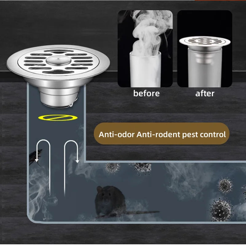 Stainless Steel Floor Drains Shower Anti-Odor Drainer Bathtub