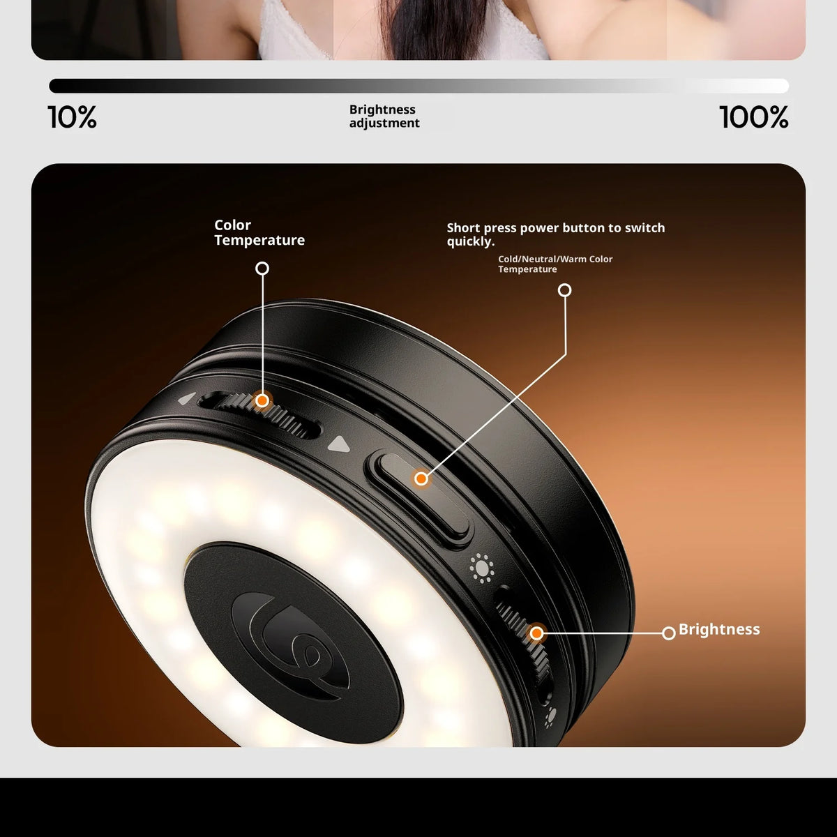 Original Ulanzi Lm23 Magnetic Phone Selfie Light Built-In