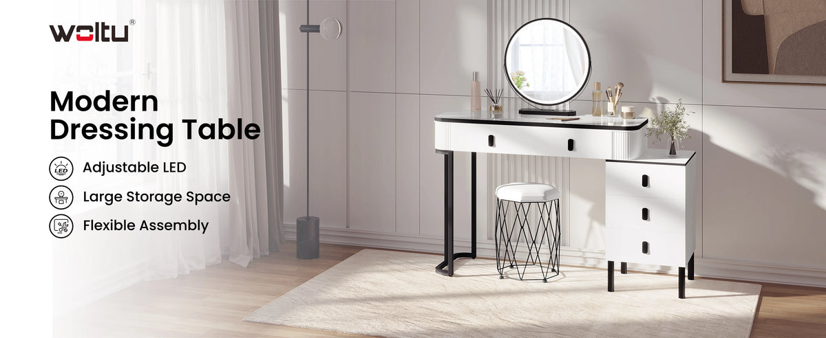 Woltu Dressing Table Led Lighting Mobile Mirror Girls