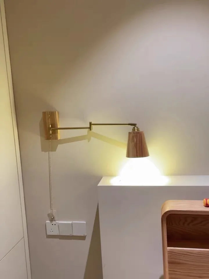 Iwhd Walnut Ash Wood Led Wall Lamp Sconce