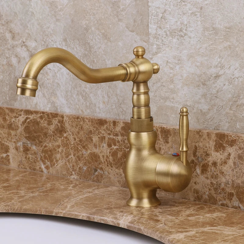 Bathroom Sink Faucet Antique Bronze 360 Degree Turn