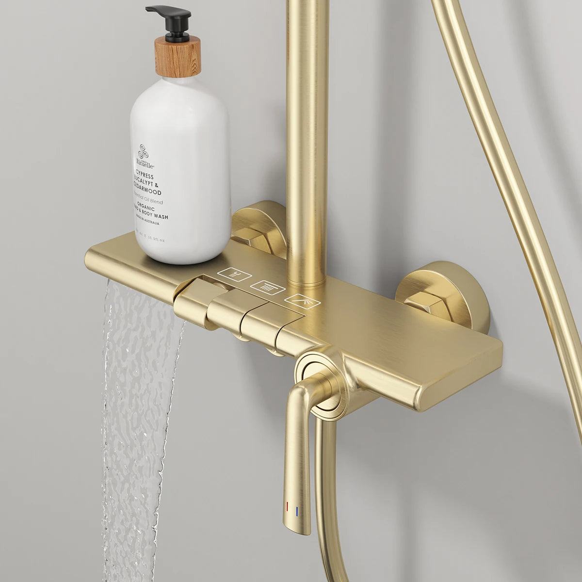 Brushed Rose Gold Bathroom Shower System Faucet 12