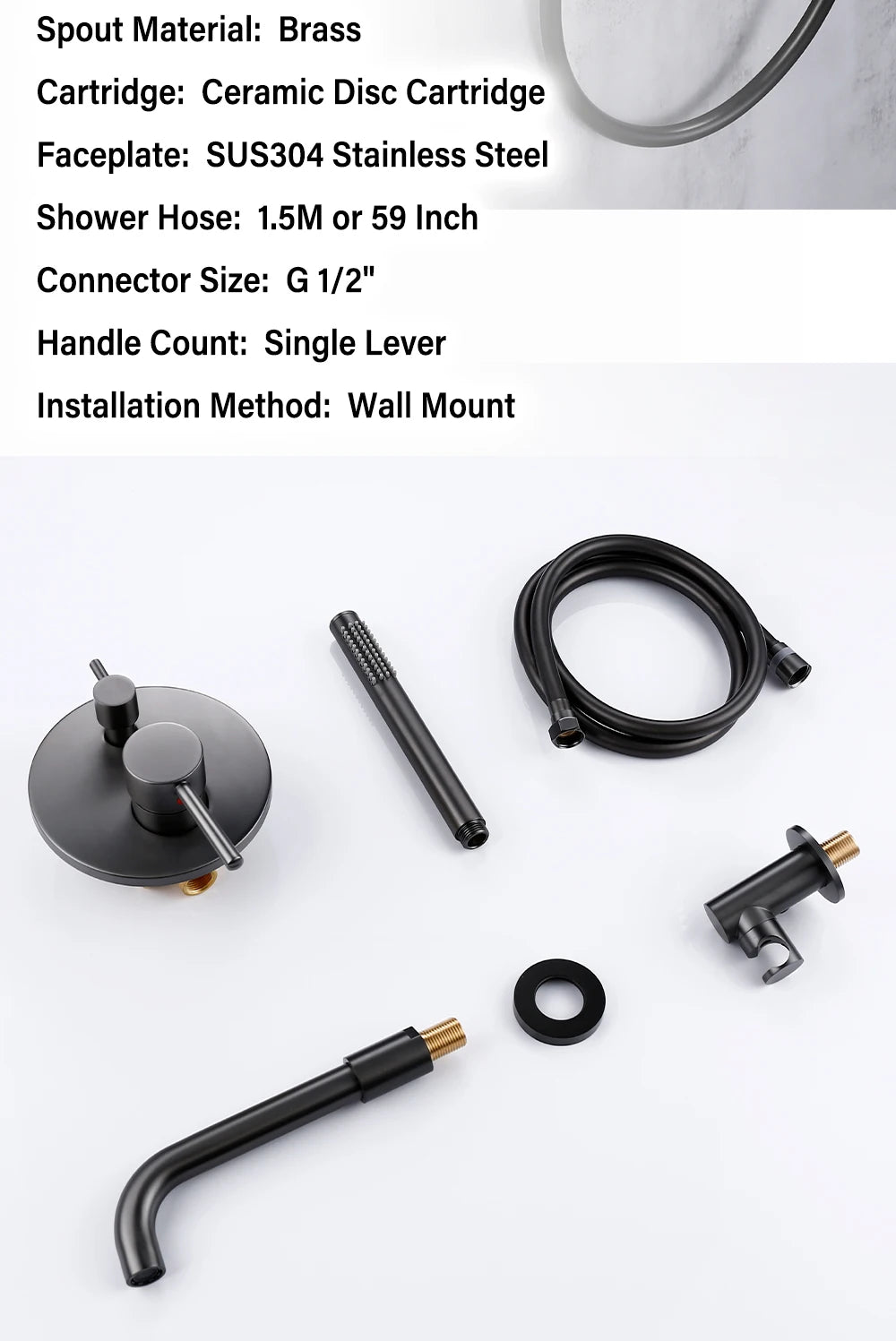 Bathtub Mixer Tap Shower Cold Bathroom Faucet Brushed