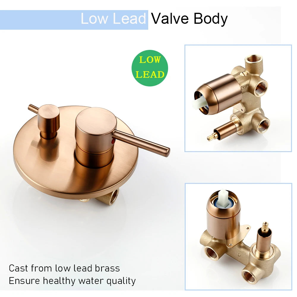Bathroom Shower Faucet Brushed Rose Gold Smesiteli Brass