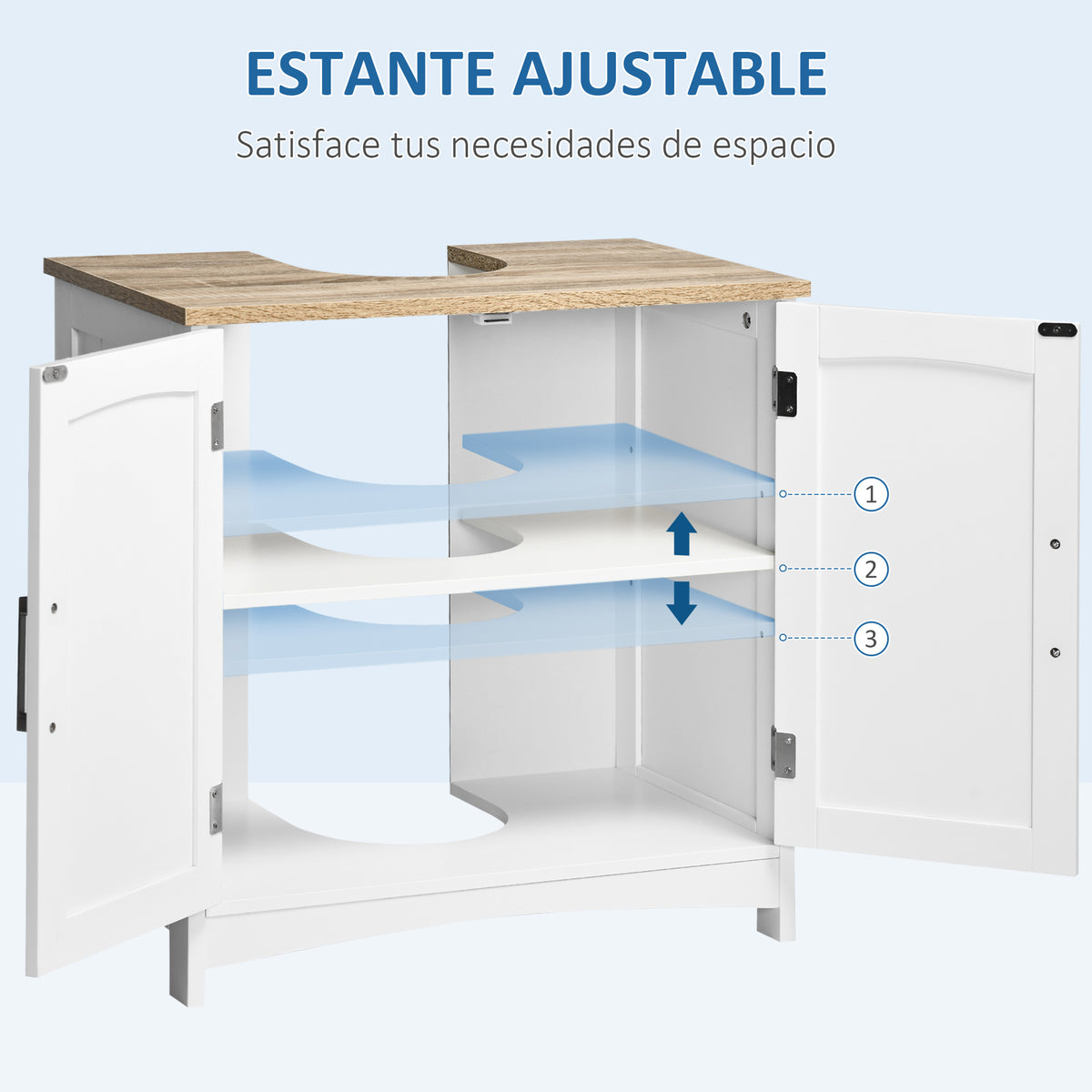 Kleankin Under Sink Cabinet Wooden Bathroom Floor Cabinet