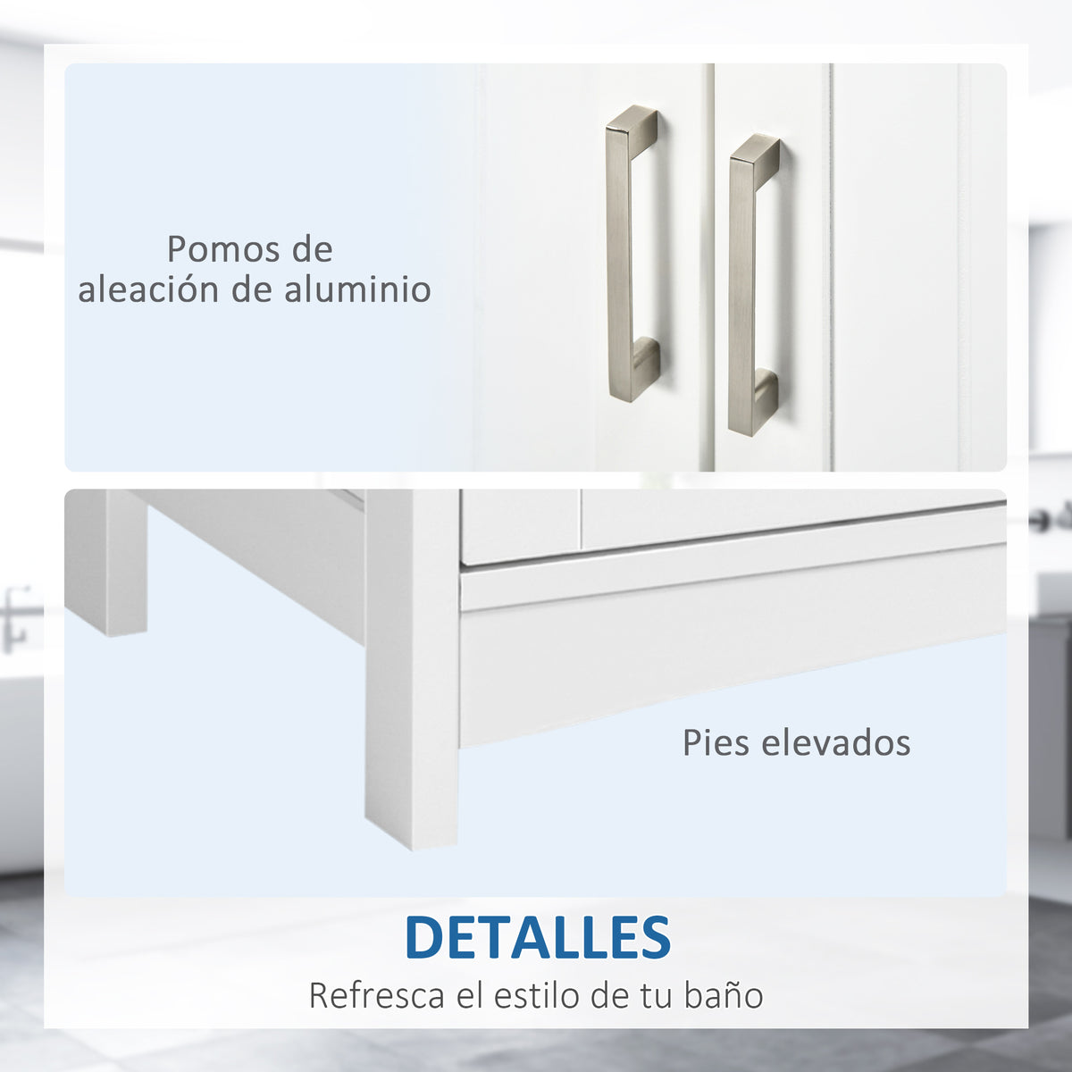 Kleankin Under Sink Cabinet Wooden Bathroom Floor Cabinet