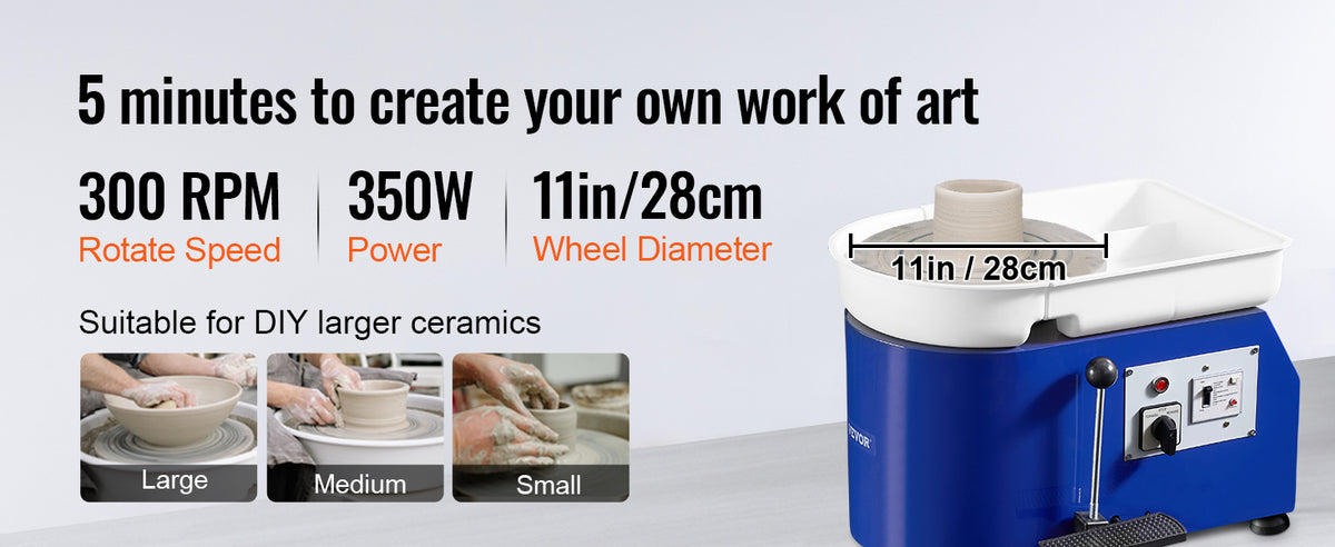 Succebuy 11in Pottery Wheel Ceramic Forming Machine Adjustable