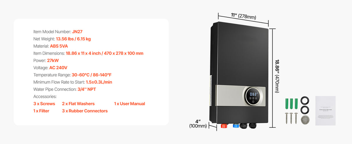 Succebuy Tankless Electric Water Heater 27kw Instant Water